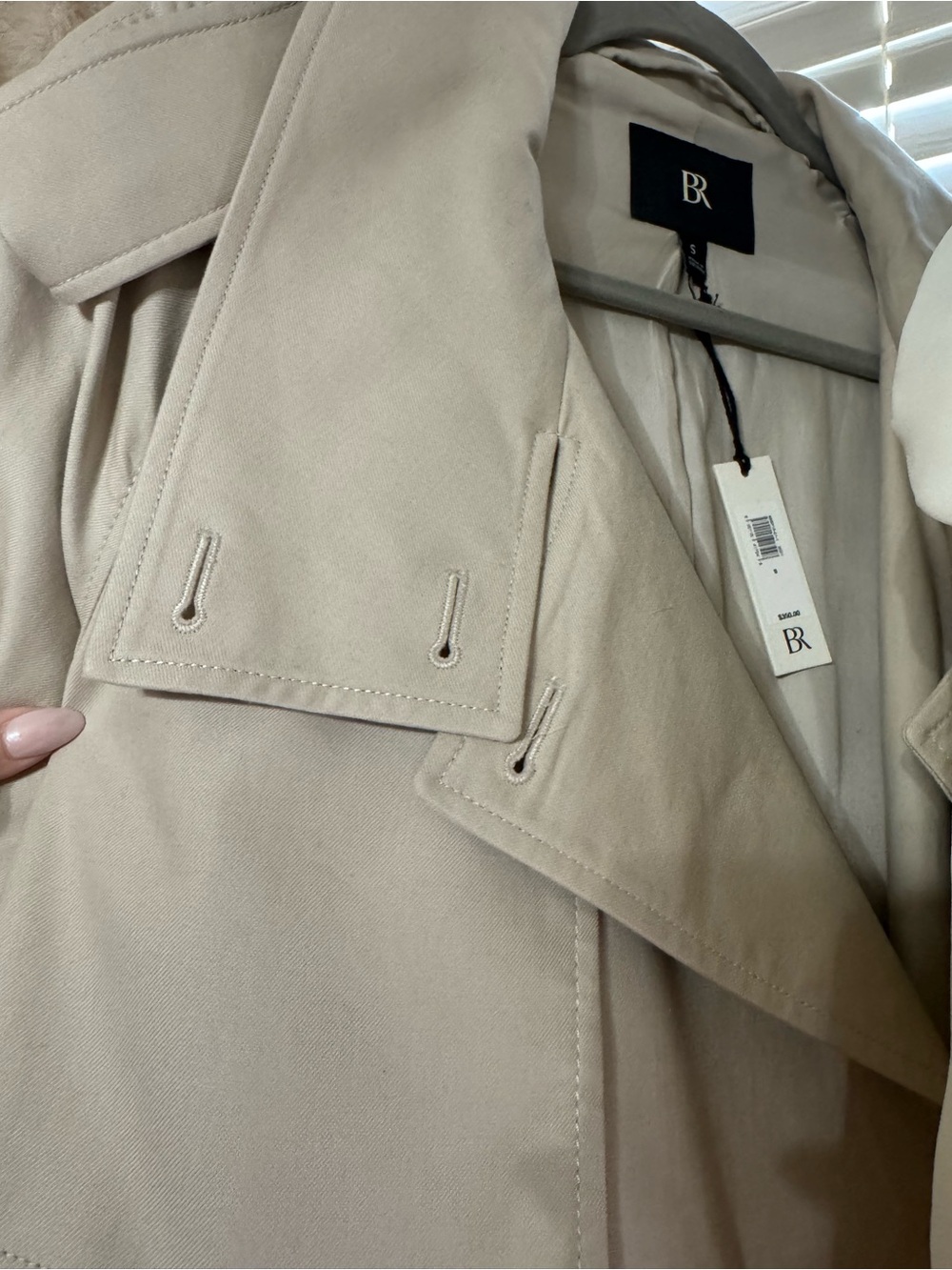 Banana Republic Oversized Italian Twill Trench Coat Natural Stone Grey Sz S - Picture 9 of 9